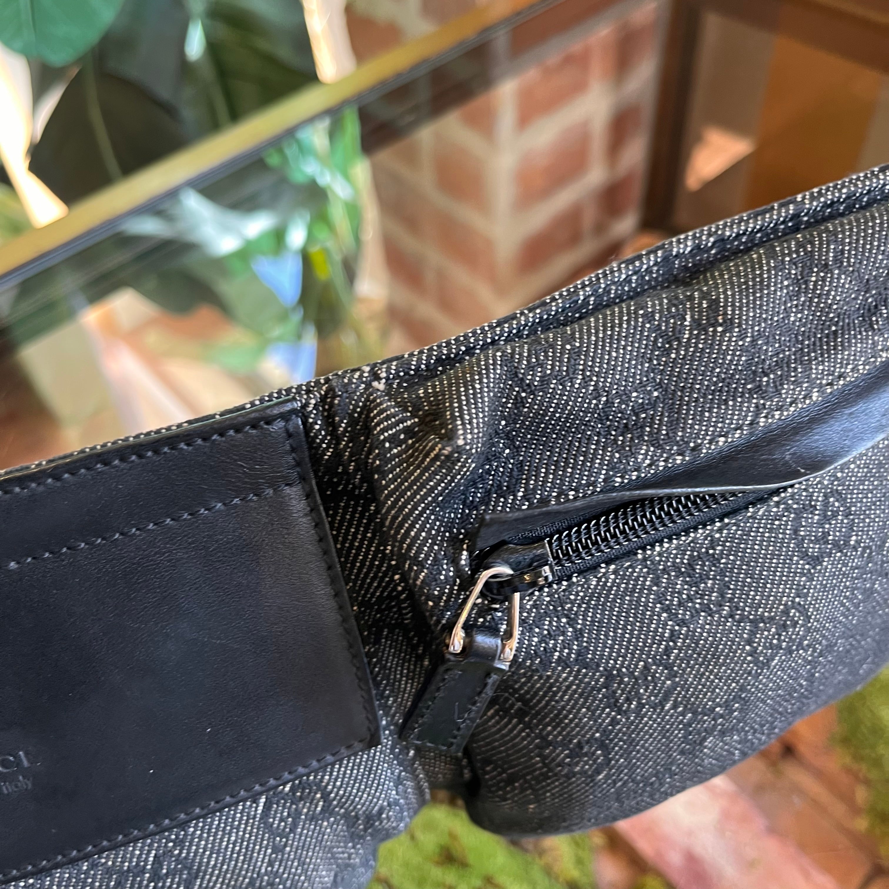 GUCCI Black Denim GG Monogram Belt Bag