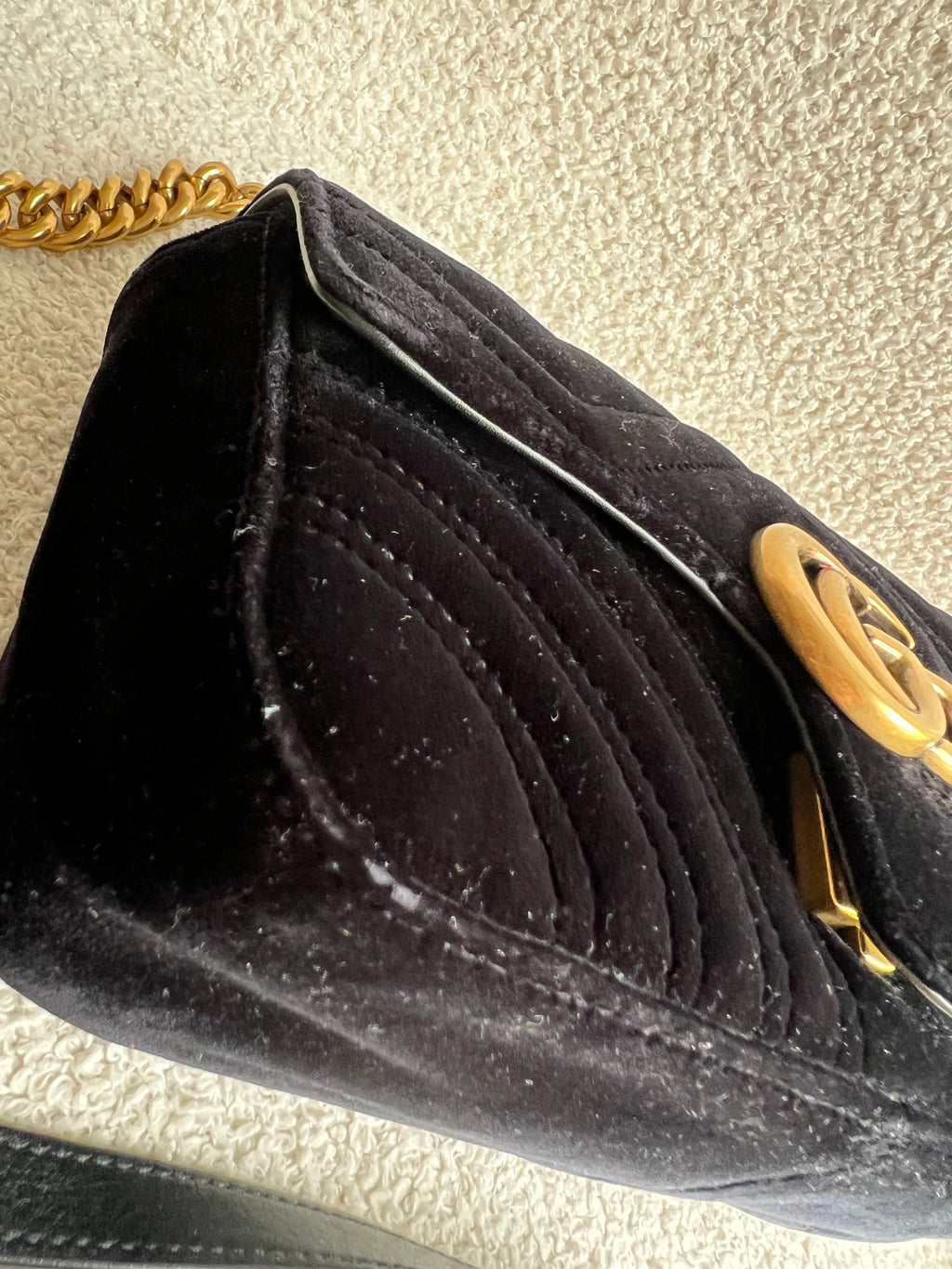 Gucci GG Black Velvet Marmont Mini Shoulder Bag (RRP £1395)