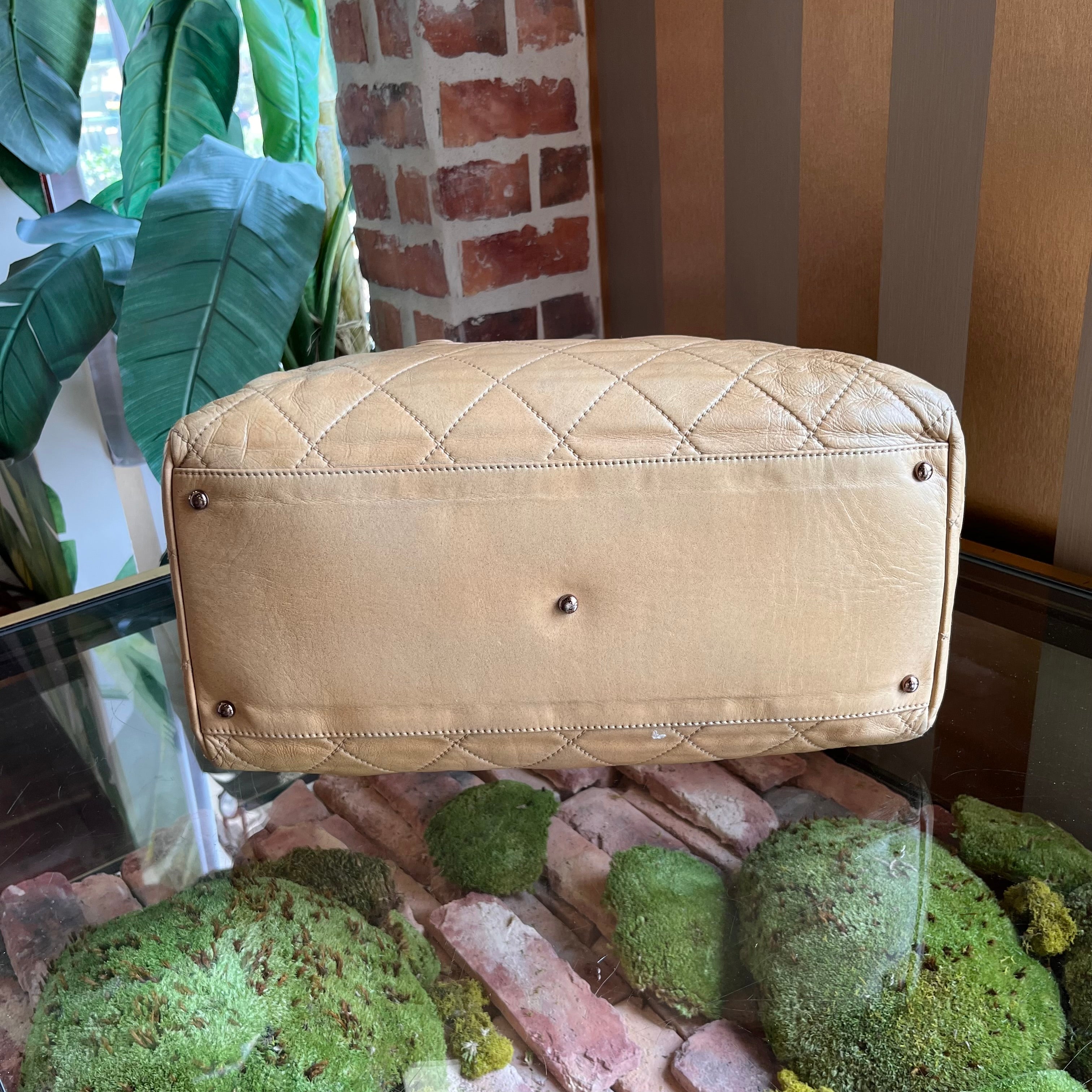 CHANEL Cloudy Bundle Beige Leather Bowler Bag