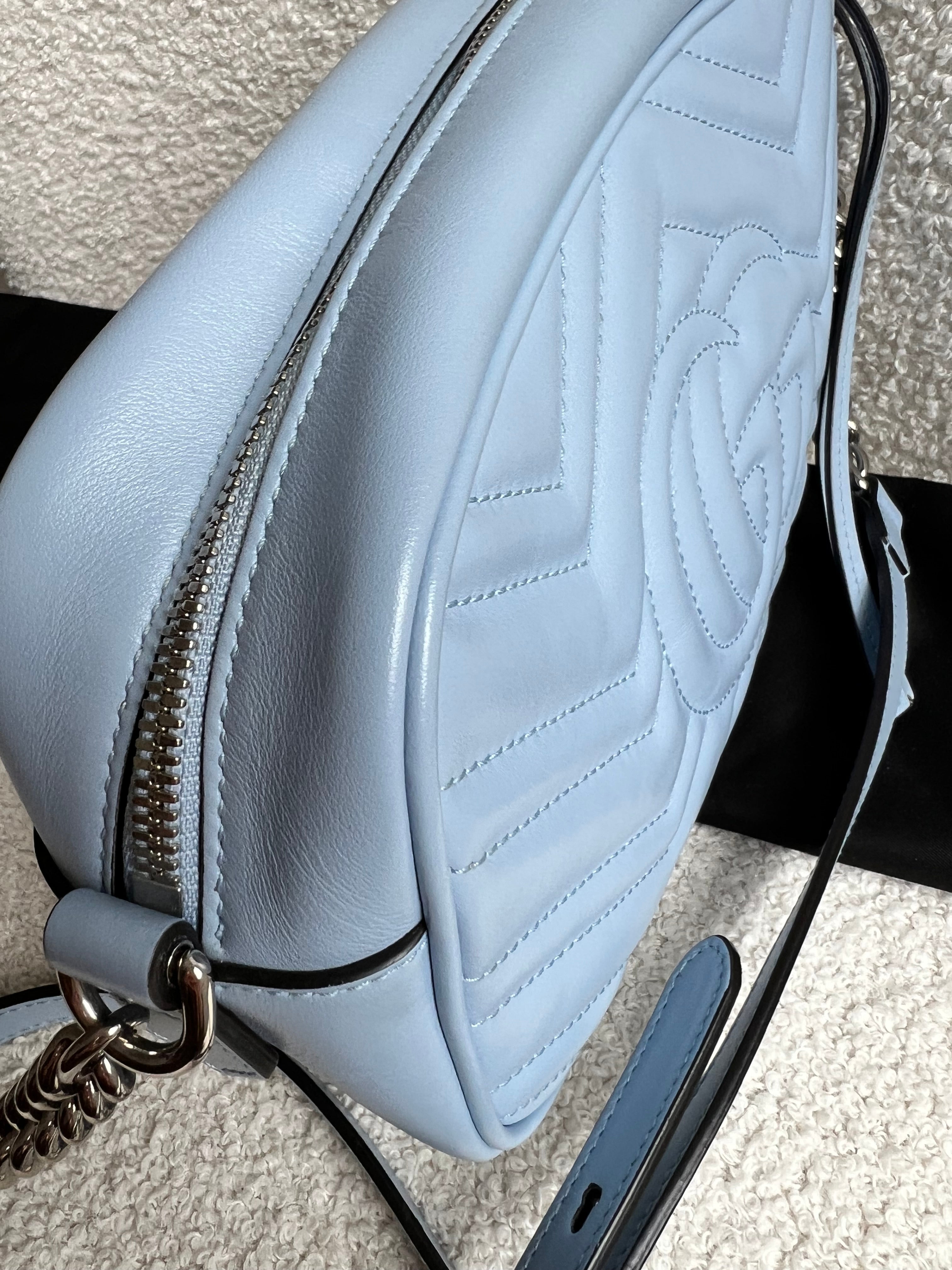 Gucci GG Pale Blue Marmont Small Shoulder Bag (RRP £1440)