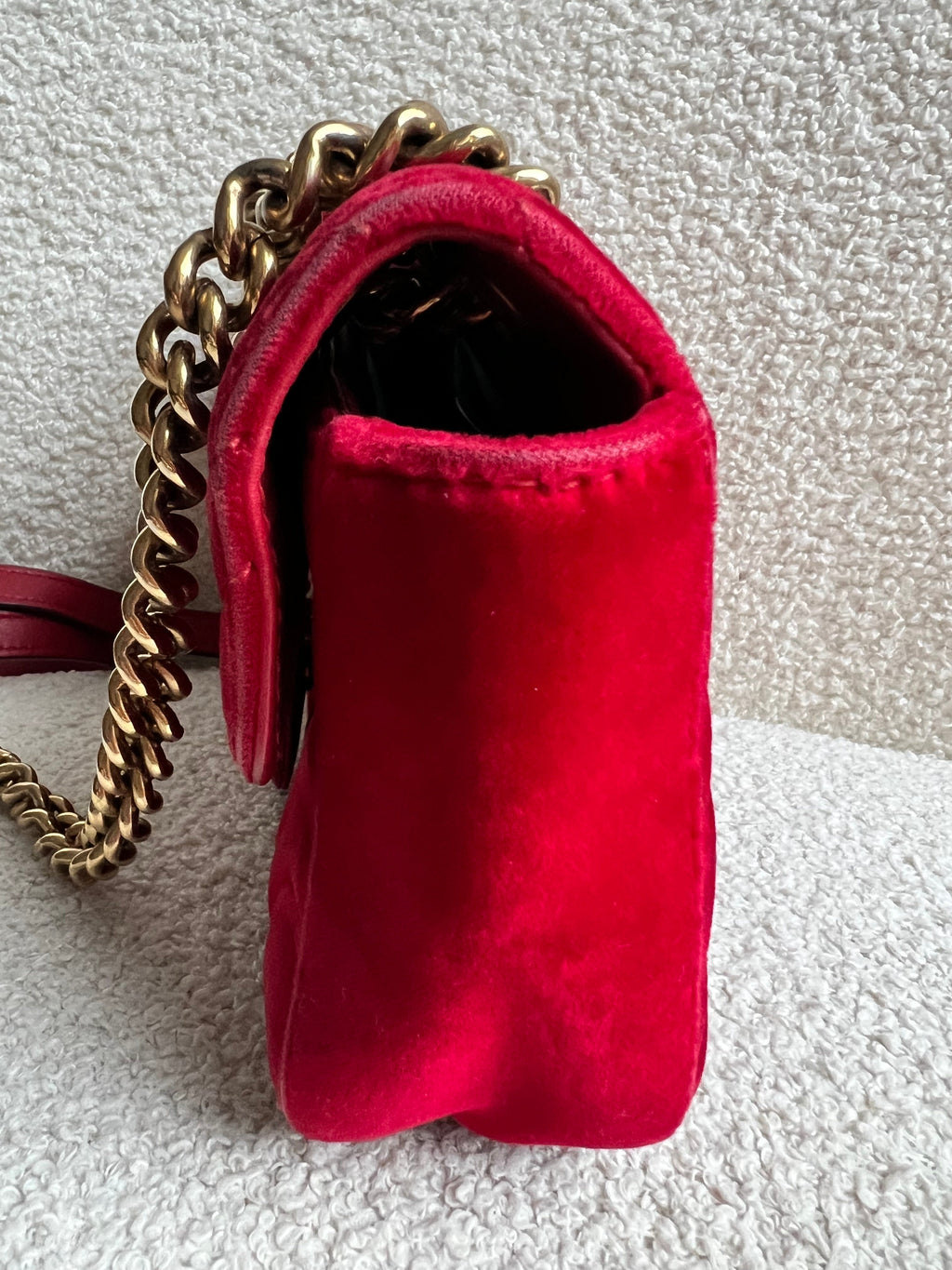 Gucci GG Mini Red Velvet Marmont Mini Shoulder Bag (RRP £1295)