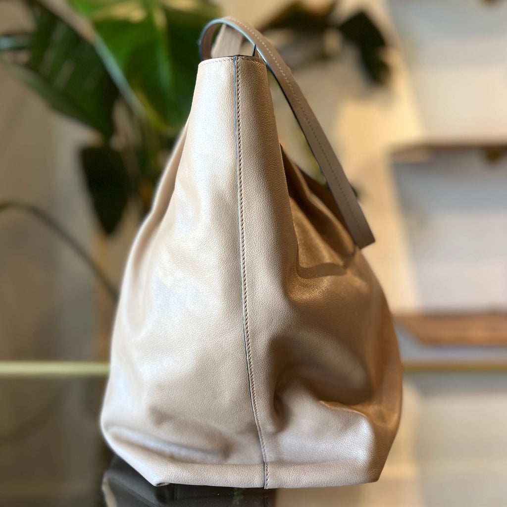 PRADA Argilla Glacé Calf Leather Beige Tote Bag