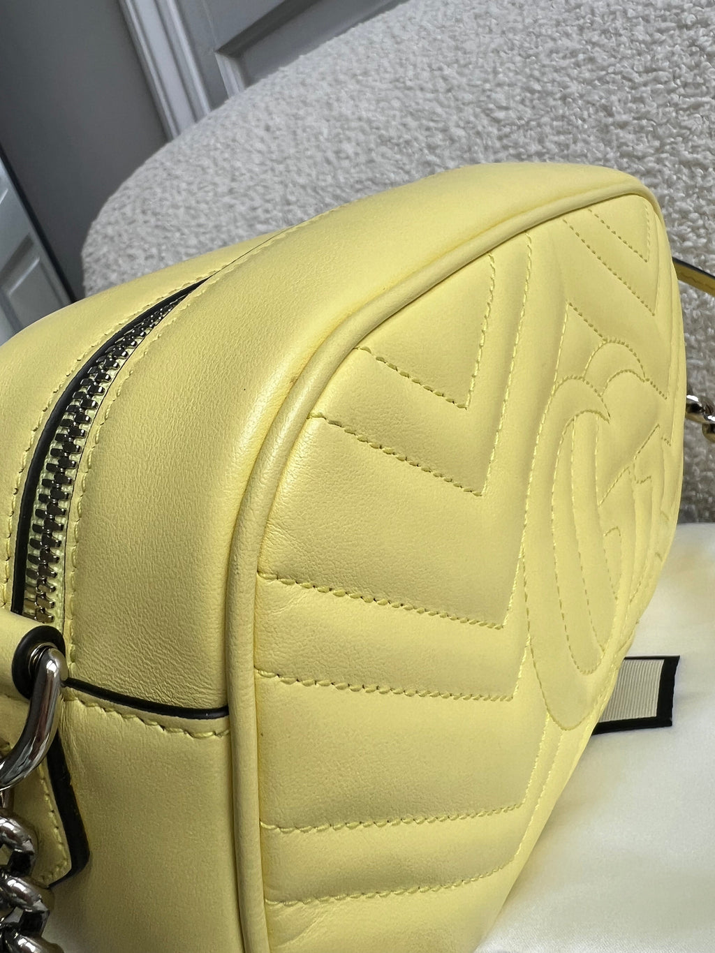 Gucci GG Pale Yellow Marmont Small Shoulder Bag (RRP £1440)