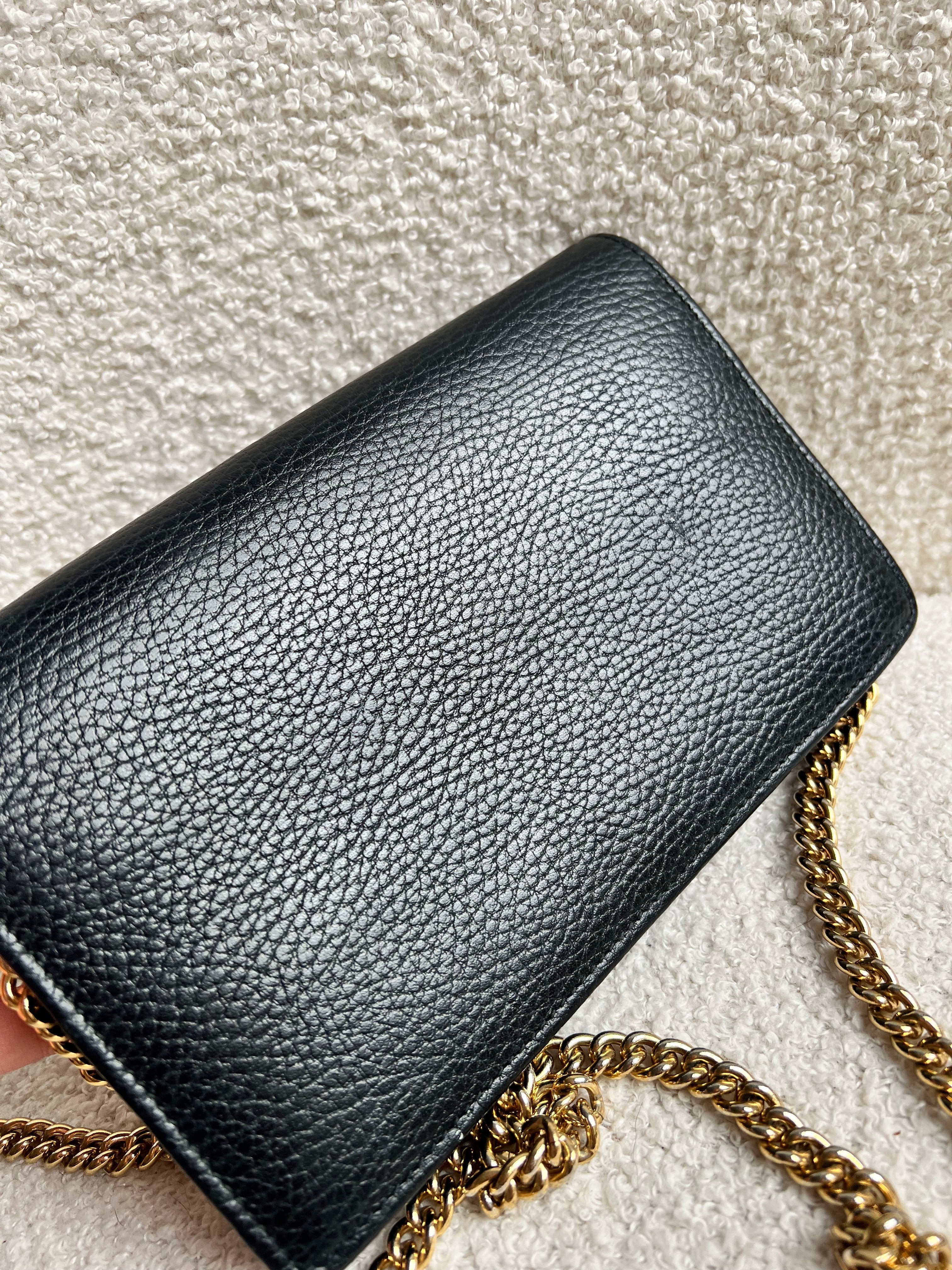 Gucci Black GG Marmont Chain Wallet (RRP £790)