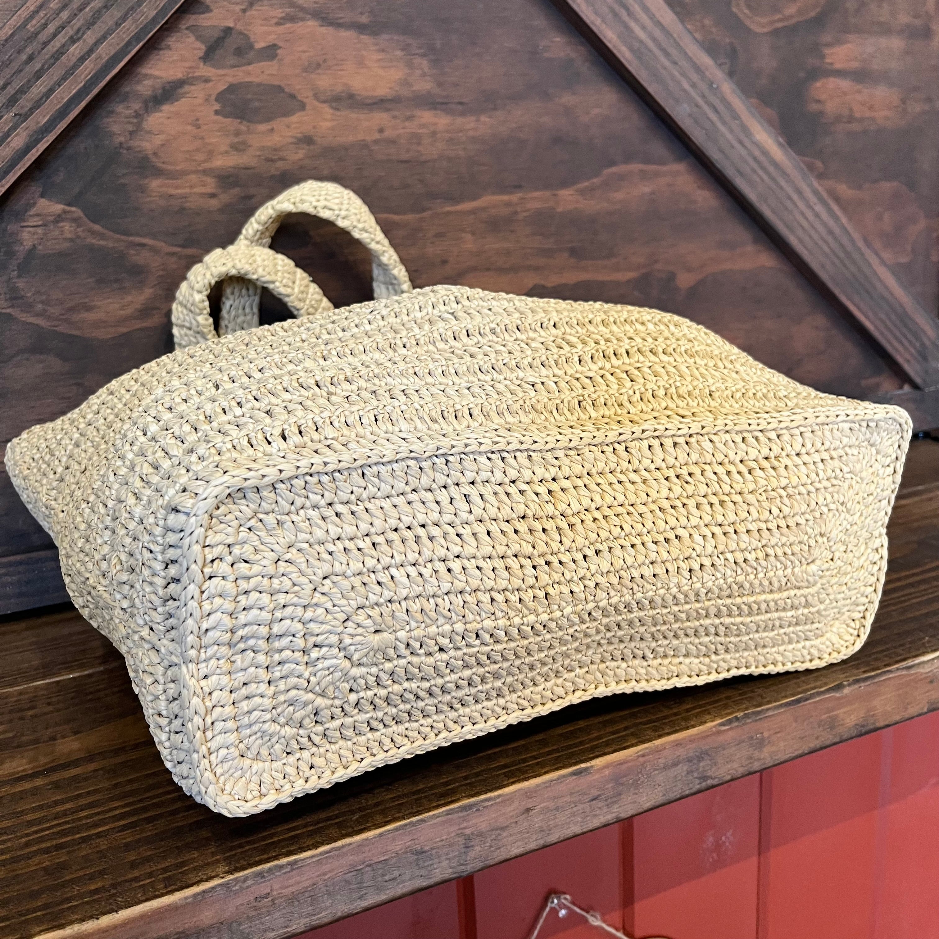 SAINT LAURENT Rive Gauche Natural Raffia Tote Bag