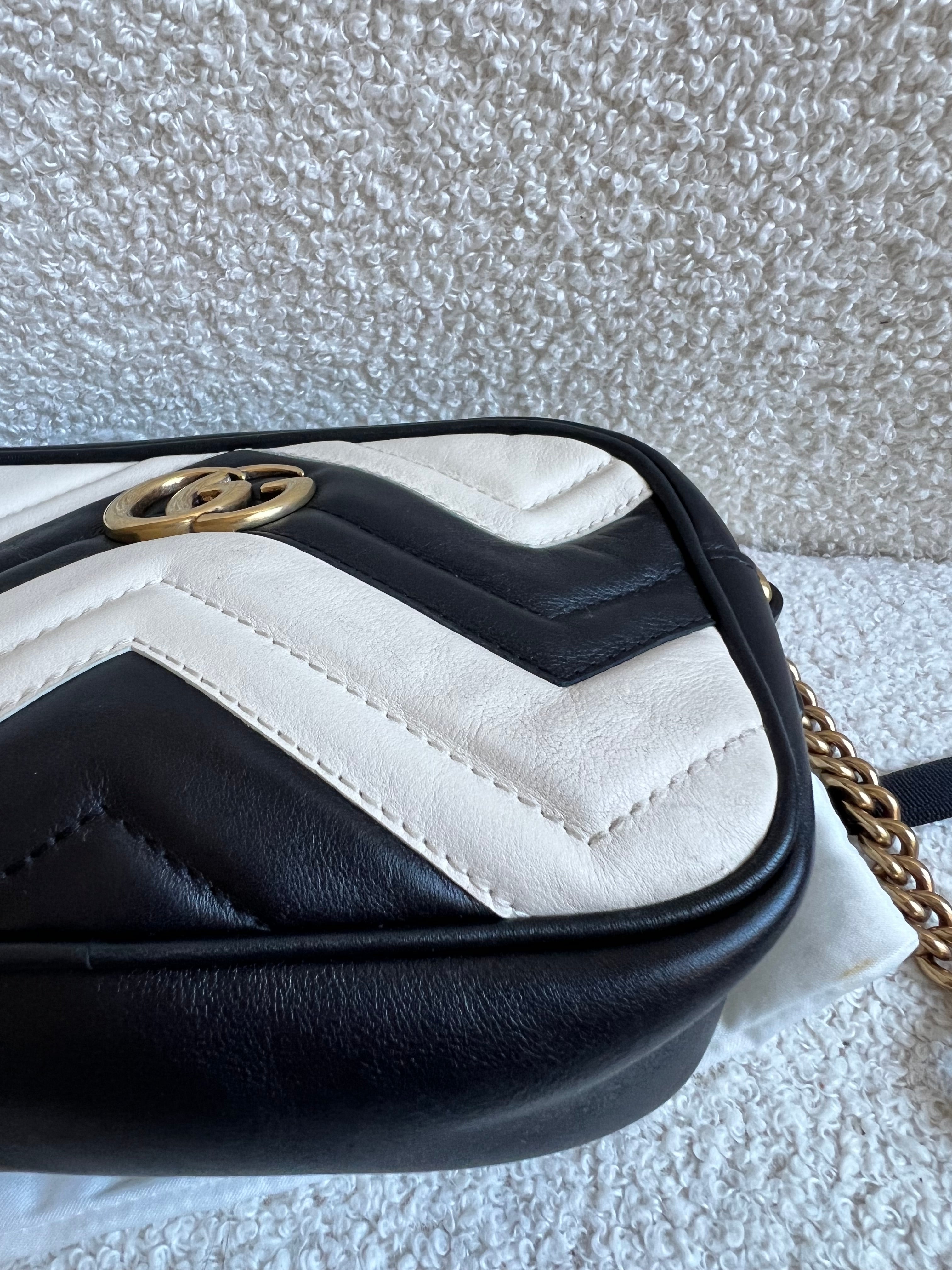 Gucci GG Black and White Marmont Mini Shoulder Bag (RRP £1,360)