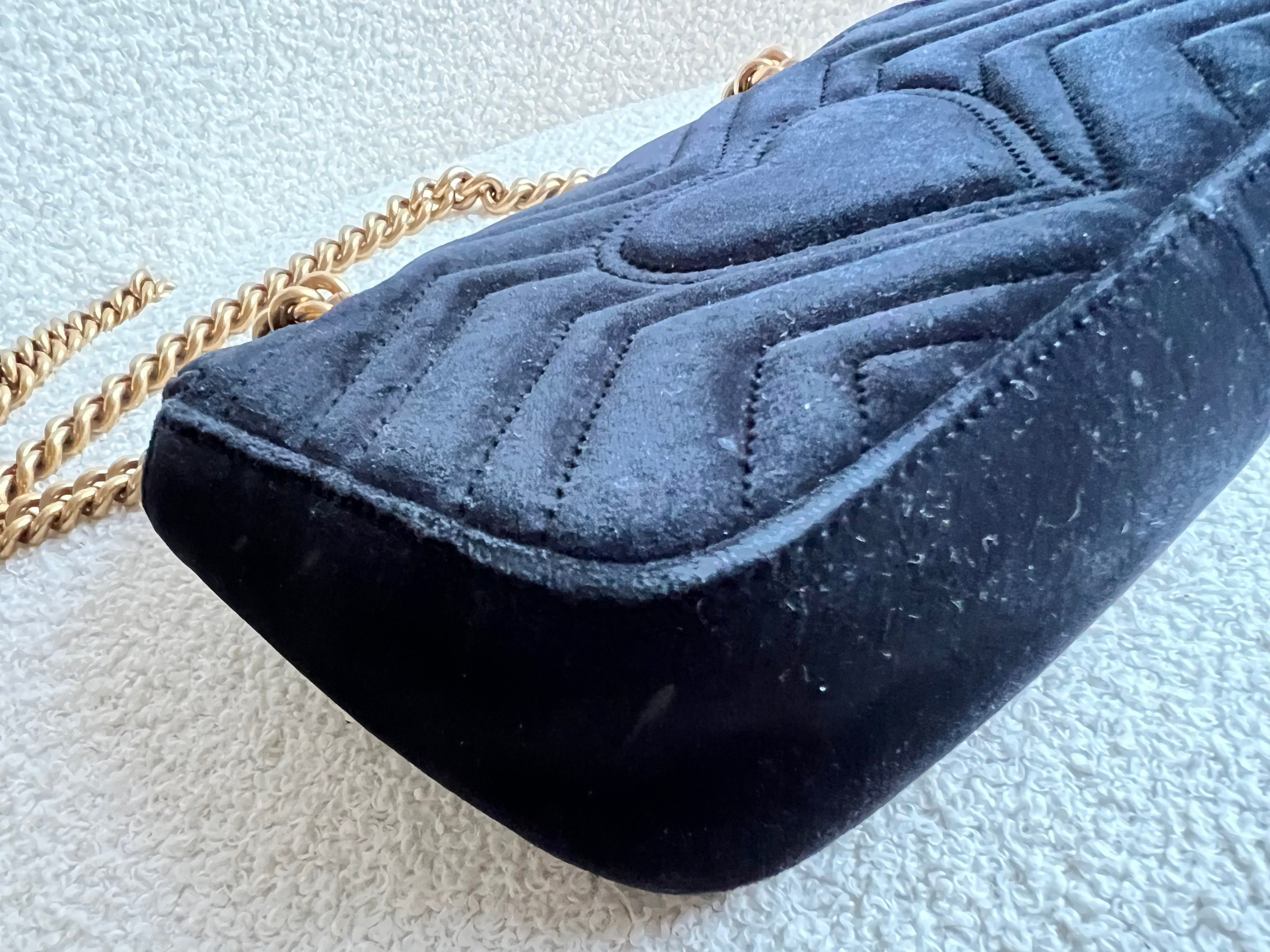 Gucci GG Black Velvet Marmont Mini Shoulder Bag (RRP £1395)