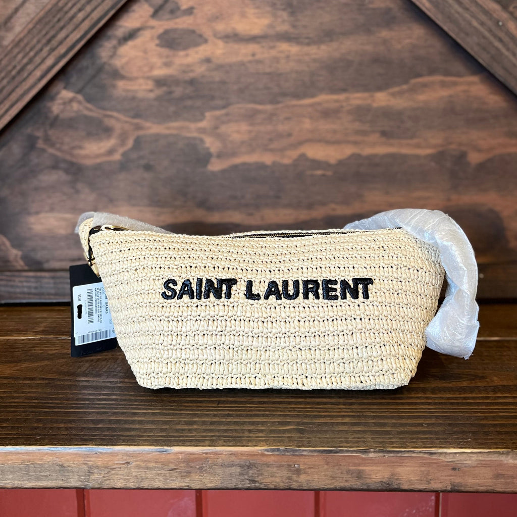 SAINT LAURENT Le Raffia Naturel Raffia Shoulder Bag