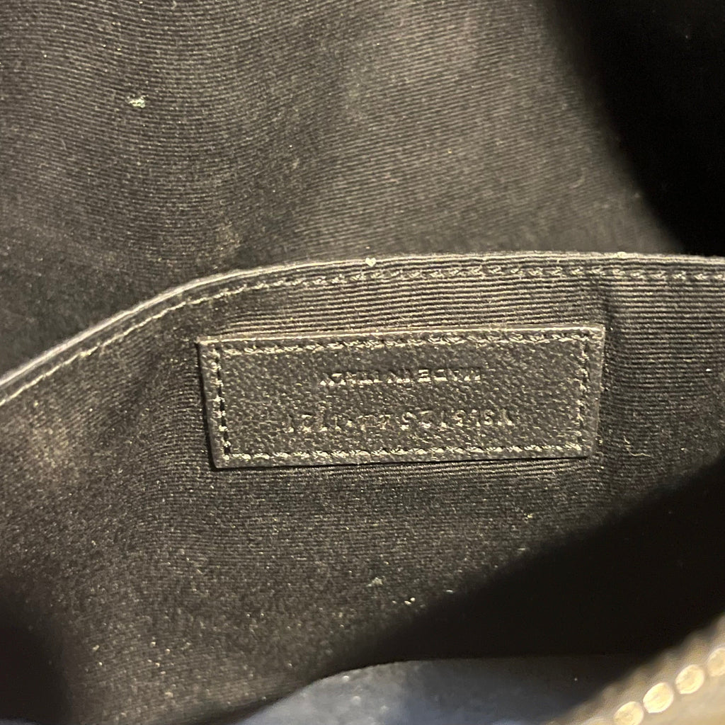 SAINT LAURENT Lou Camera Gray Chevron Quilted Crossbody Bag