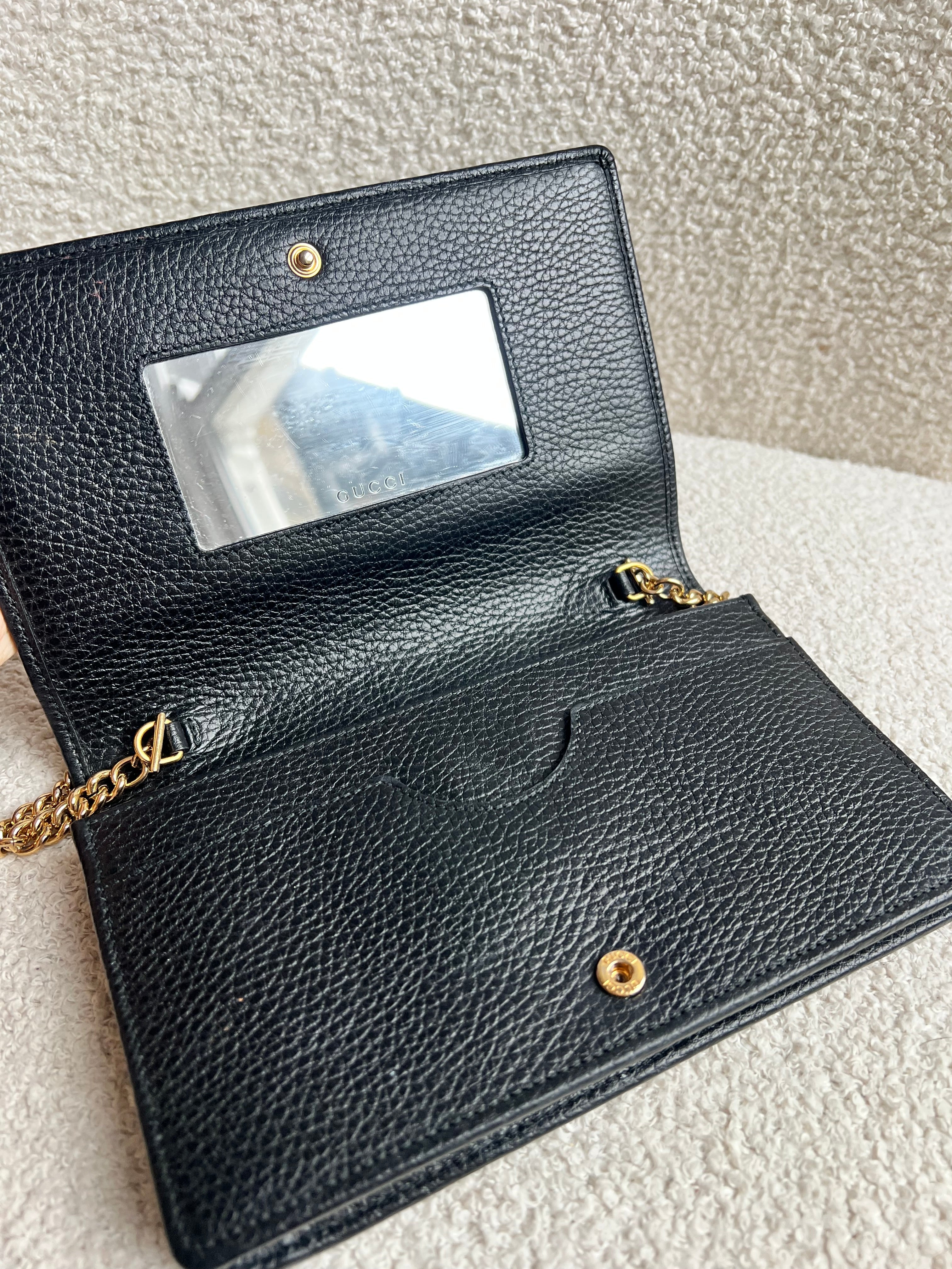 Gucci Black GG Marmont Chain Wallet (RRP £790)