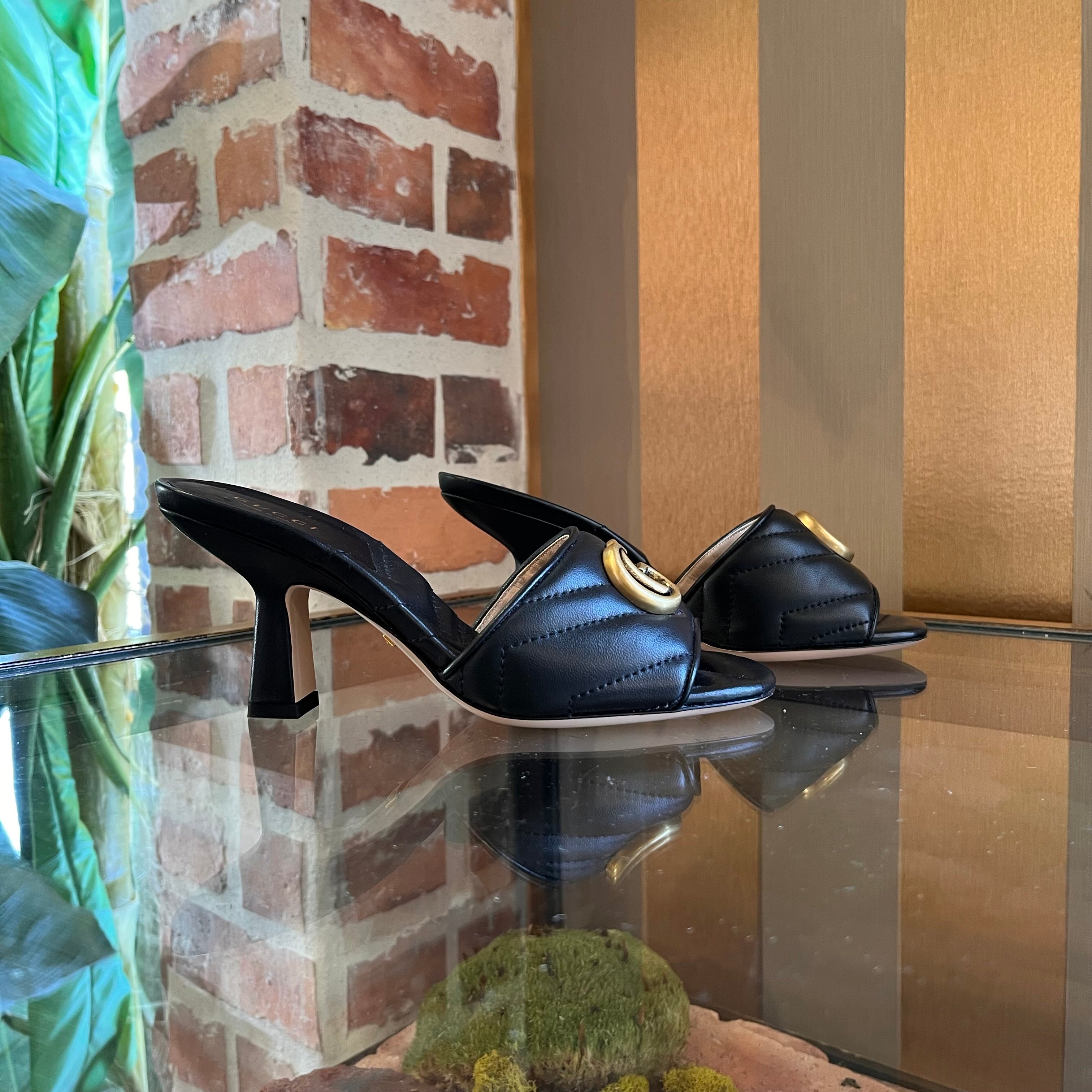 GUCCI GG Black Marmont Heels SZ 34.5 (US 4.5)
