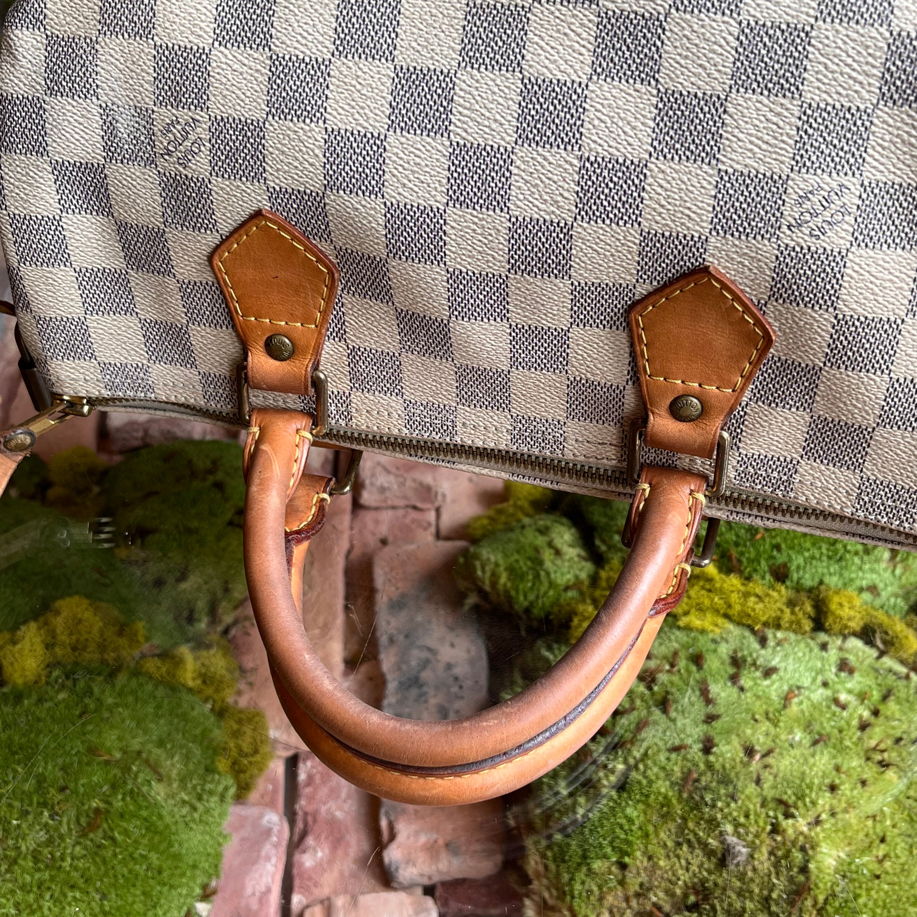 LOUIS VUITTON Speedy 30 Damier Azur Canvas Satchel