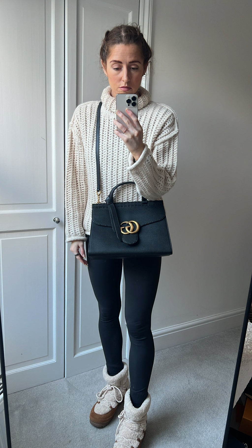 Gucci GG Black Medium Marmont Top Handle Bag