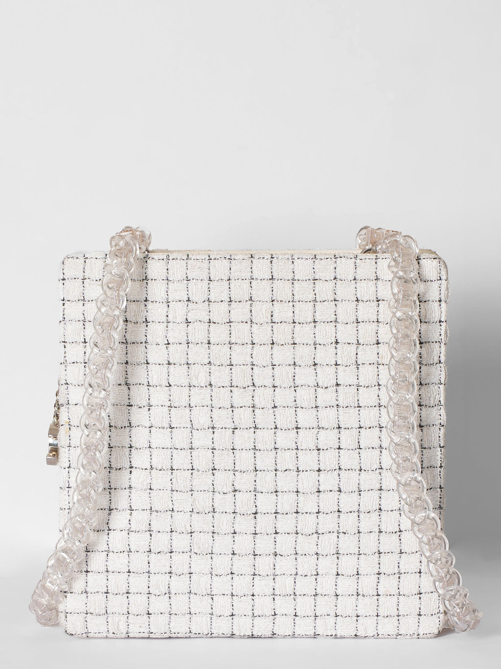 Chanel Tweed Resin Small Square Zipped Shopping Bag