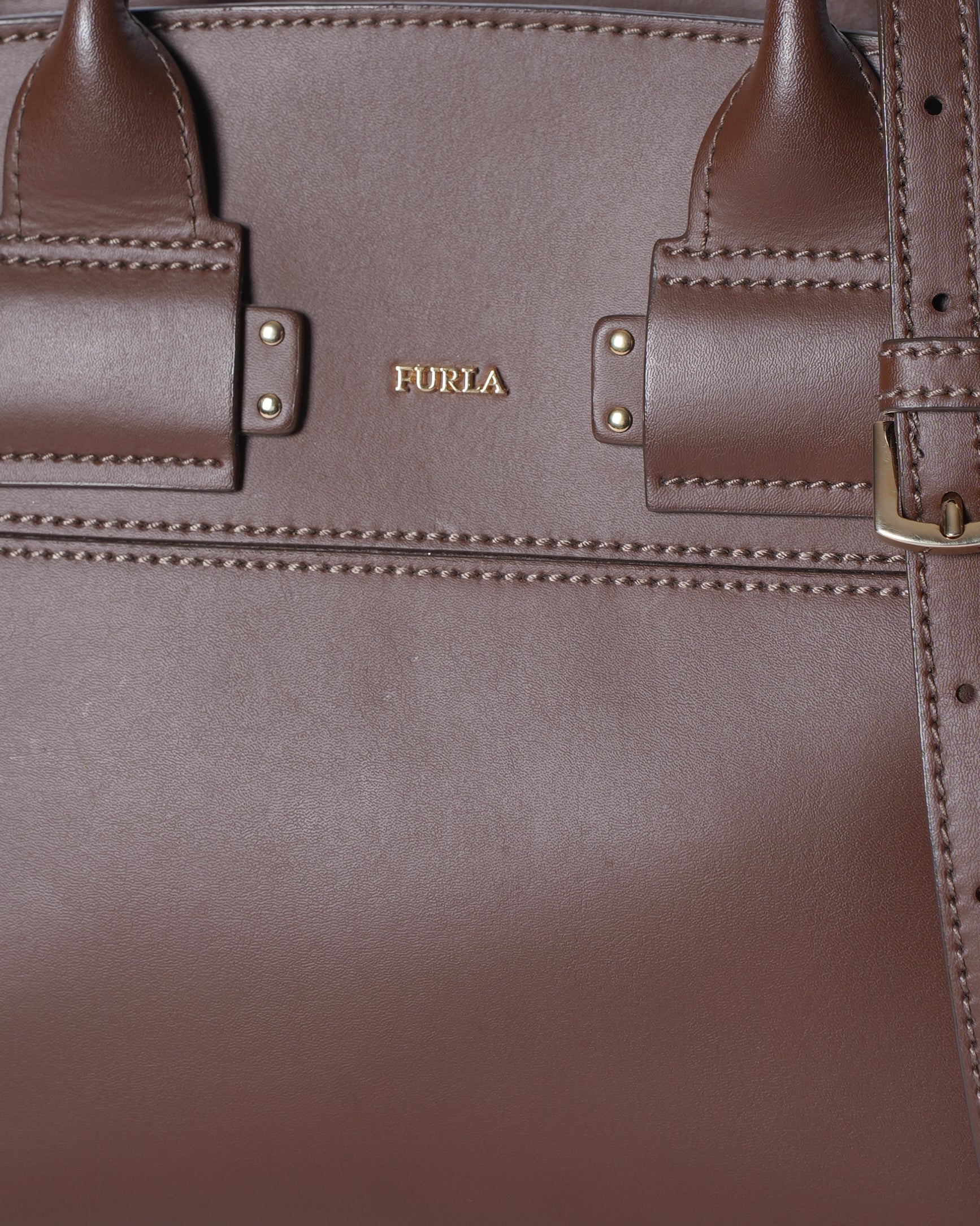 Furla Metallic Brown Leather Bag