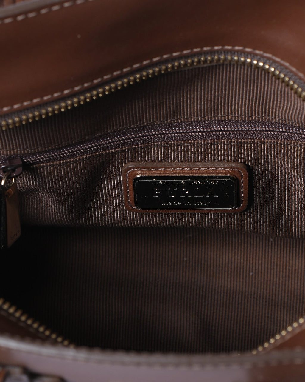 Furla Metallic Brown Leather Bag
