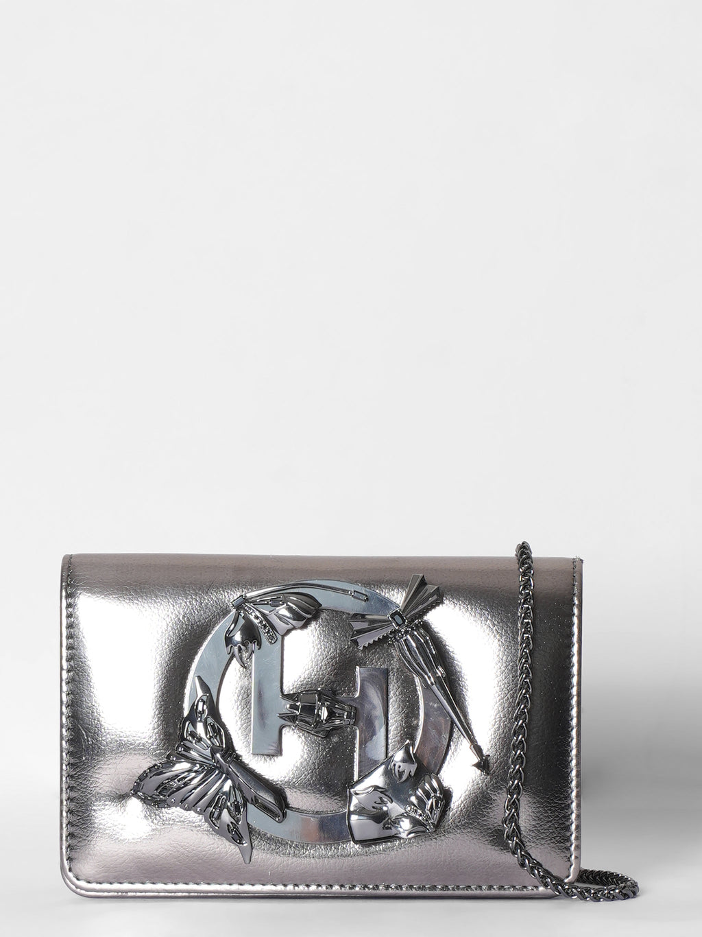 Outhouse 'The Mini Disco' Metallic Chrome Sling Bag