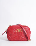 Salvatore Ferragamo Gancini Quilted Camera Bag in Red