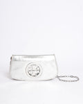 Tory burch silver metallic crossbody bag