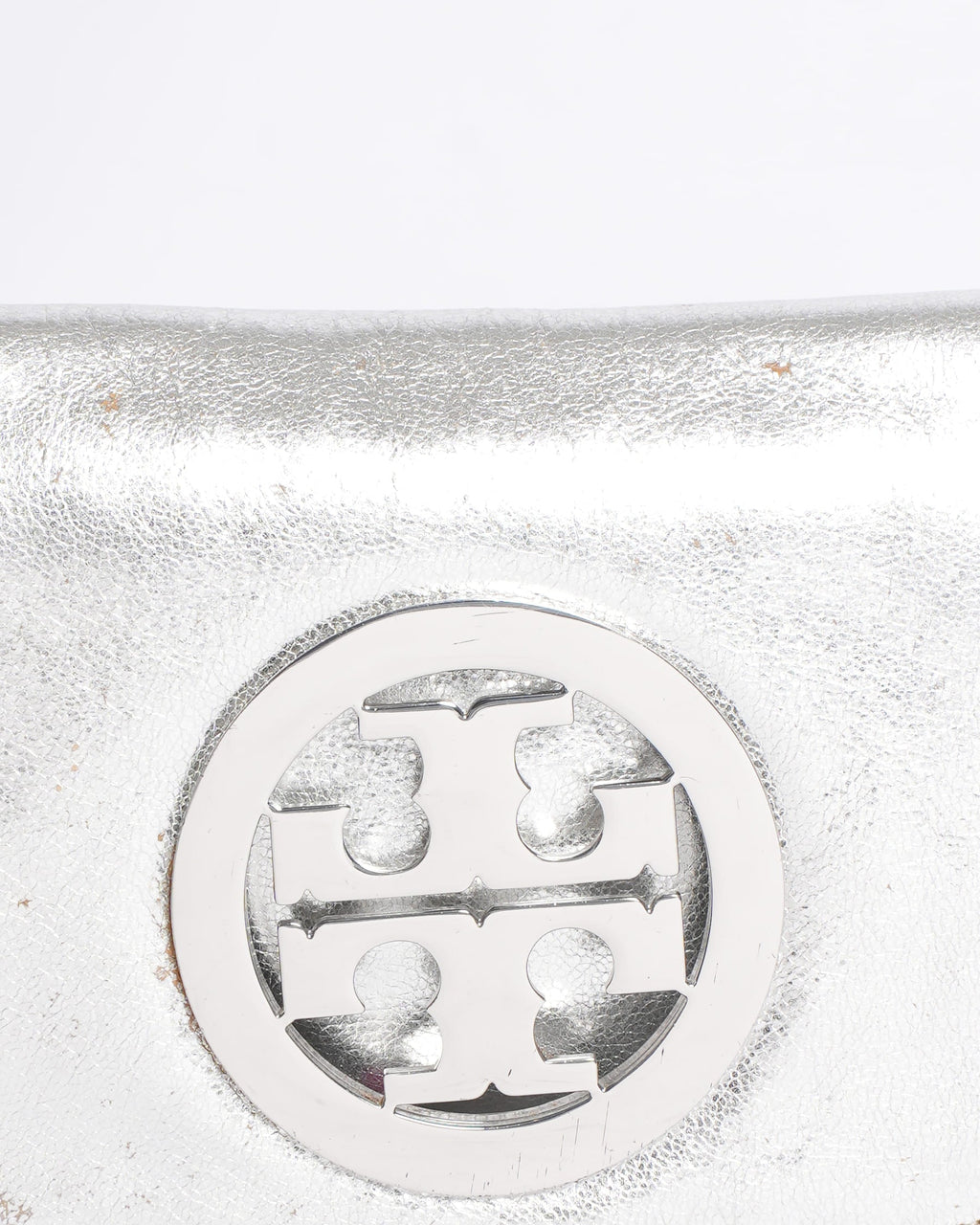 Tory burch silver metallic crossbody bag