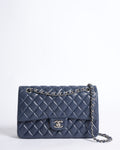 Chanel Classic Flap 11.12 Bag In Navy Blue In Calf Leather