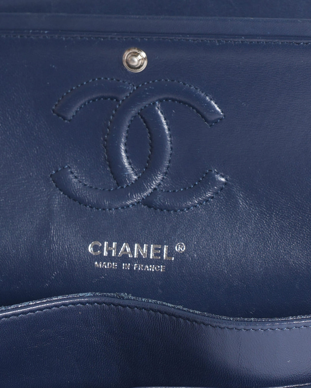 Chanel Classic Flap 11.12 Bag In Navy Blue In Calf Leather