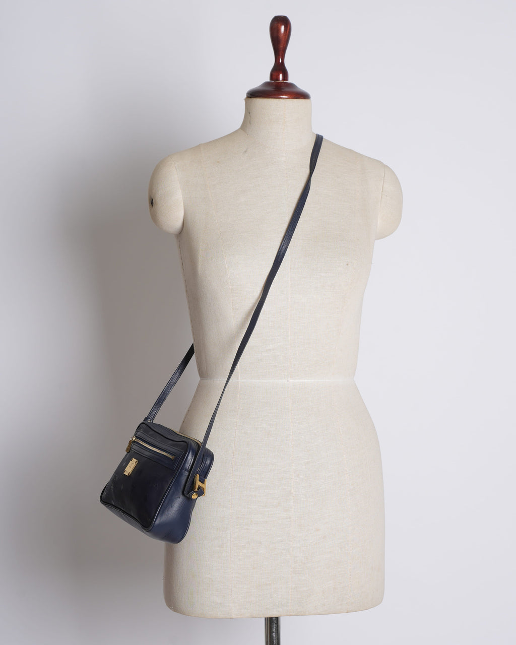MCM Leather Crossbody In Navy