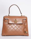 Michael Kors Medium Quilted Leather Satchel with Top Handle and Detachable Shoulder Strap