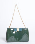 Salvatore Ferragamo Green Patent Leather Vara Bow Crossbody Bag