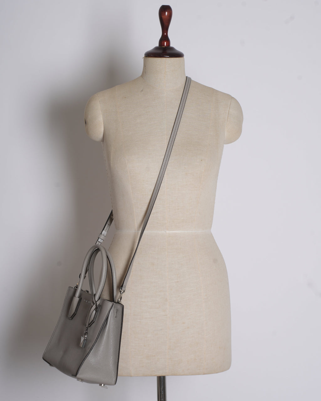 MK Grey Top Handle With Crossbody Bag