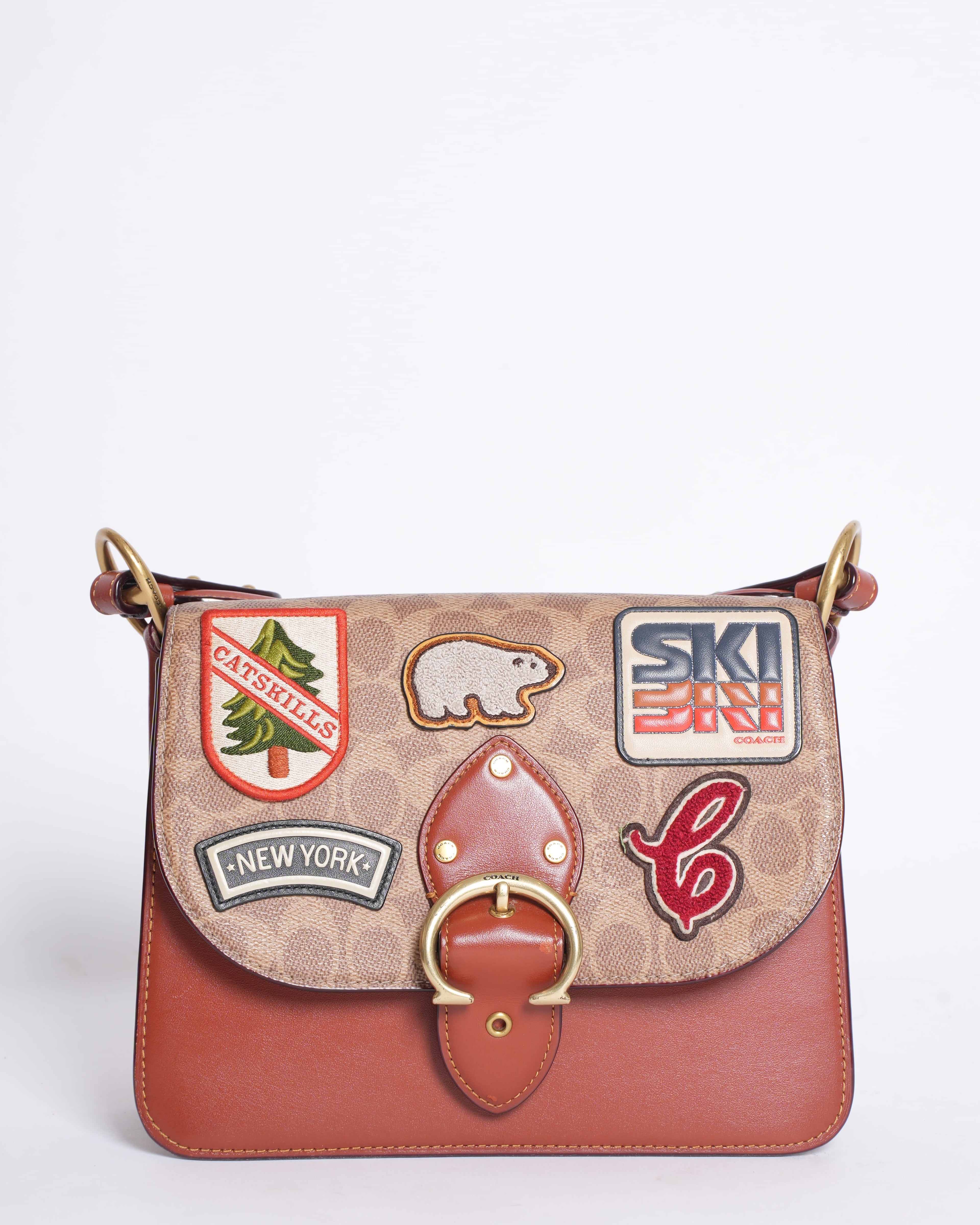 Coach Beat Shoulder Bag in Signature Canvas with Souvenir Patches
