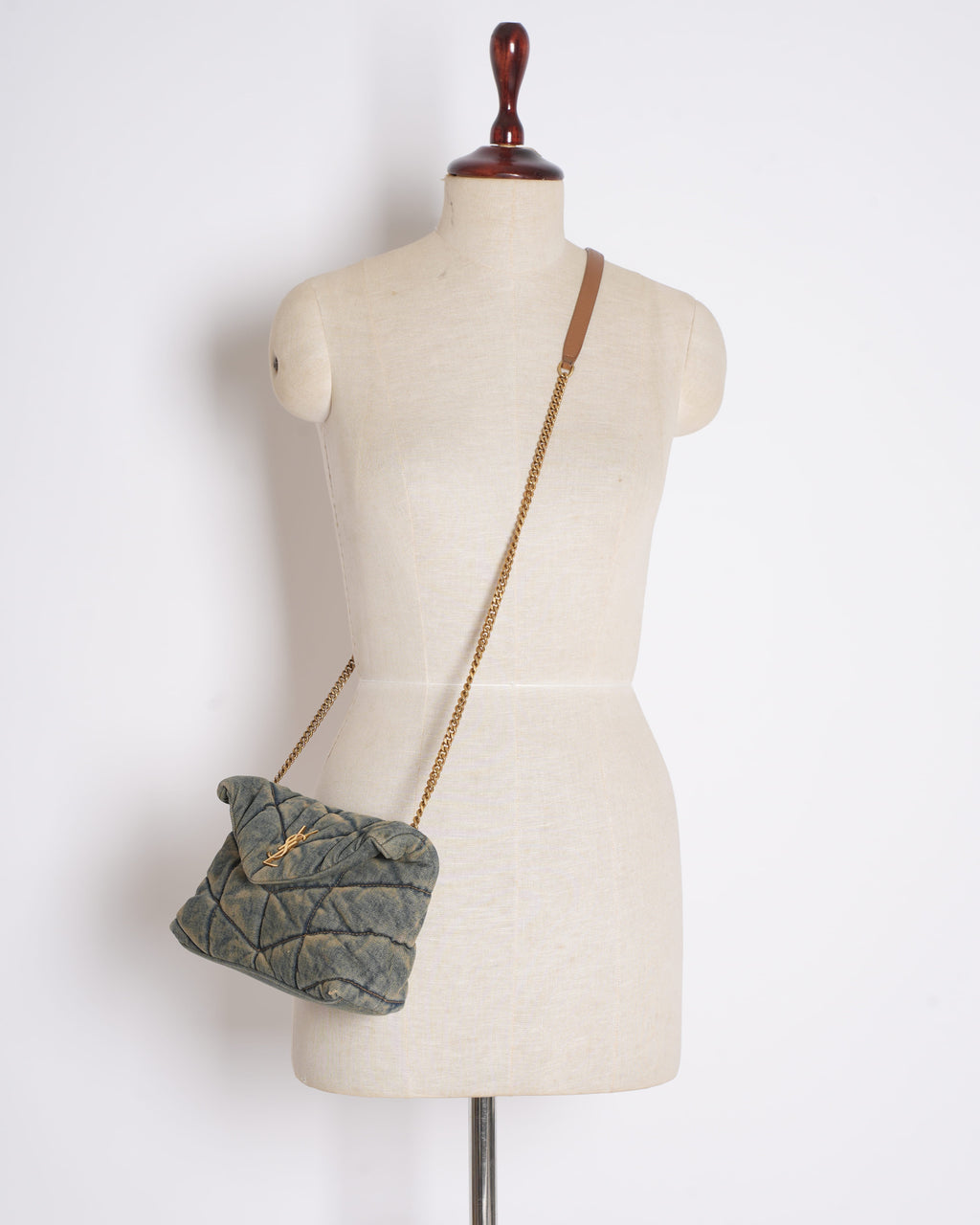 Saint Laurent LouLou Puffer Shoulder Bag in Denim