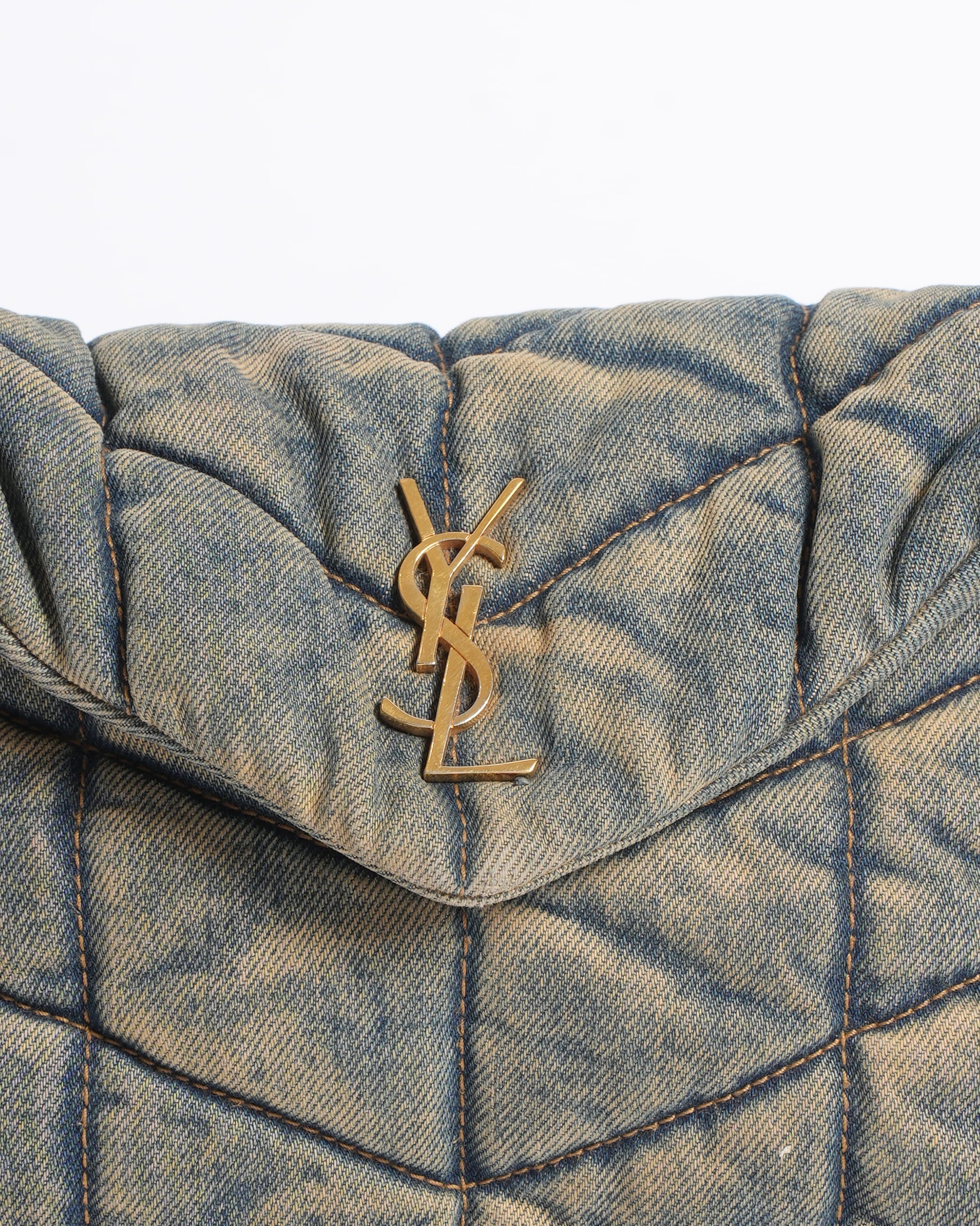 Saint Laurent LouLou Puffer Shoulder Bag in Denim