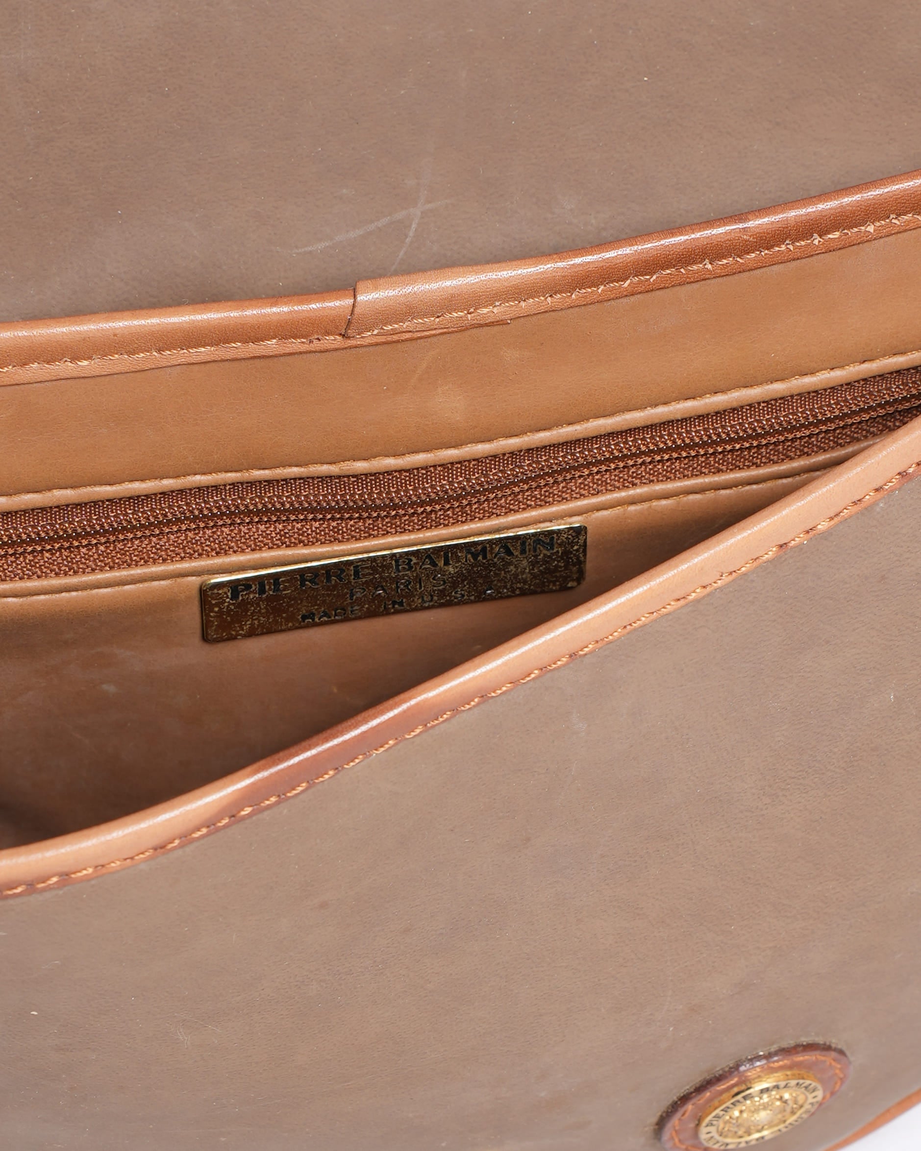 Vintage Pierre Balmain Calfskin Leather Duffle Bag with Small Shoulder Bag