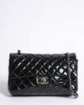 Chanel black medium classic flap bag in patent leather