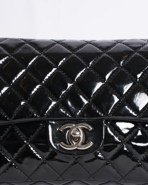 Chanel black medium classic flap bag in patent leather