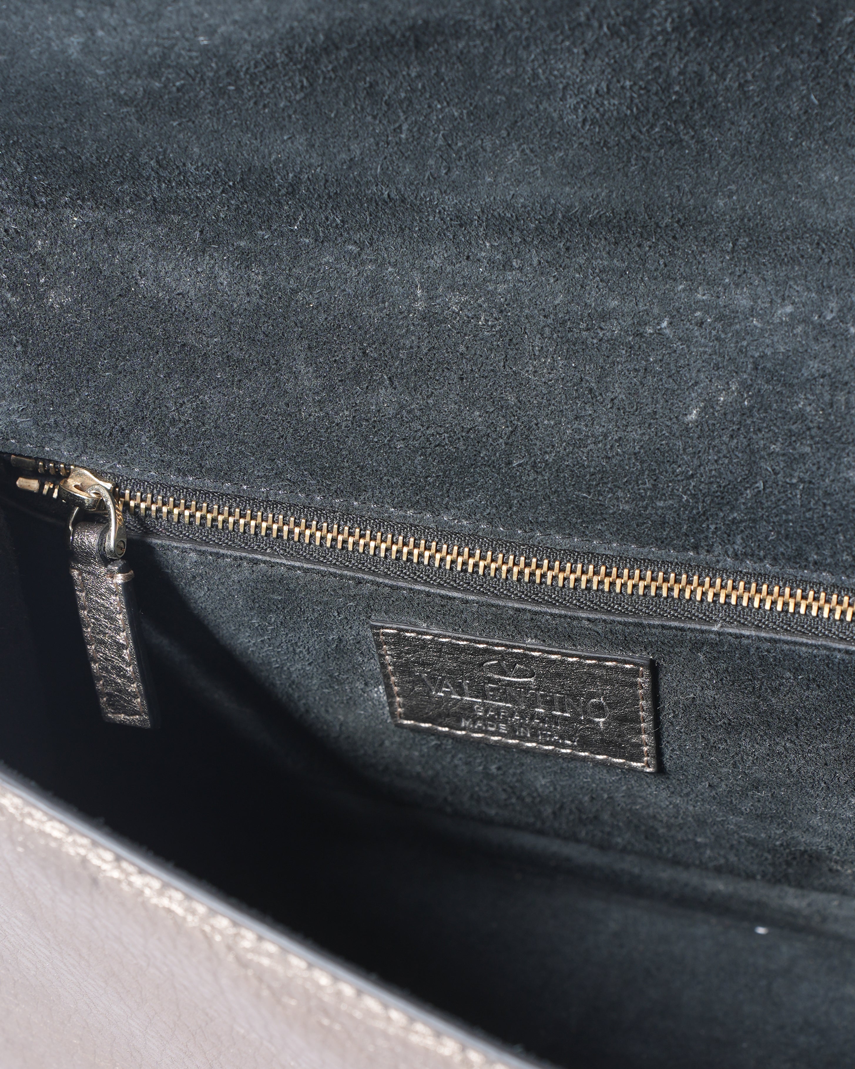 Valentino Metallic Leather Rockstud Glam Lock Flap Bag