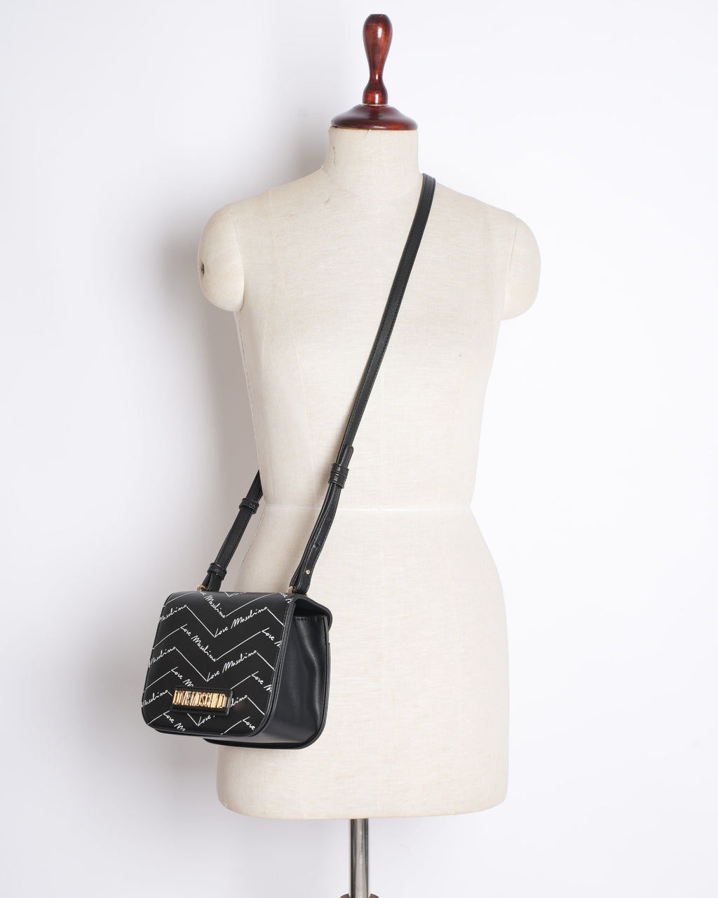 New Love Moschino Monogram Logo Crossbody Bag in Black
