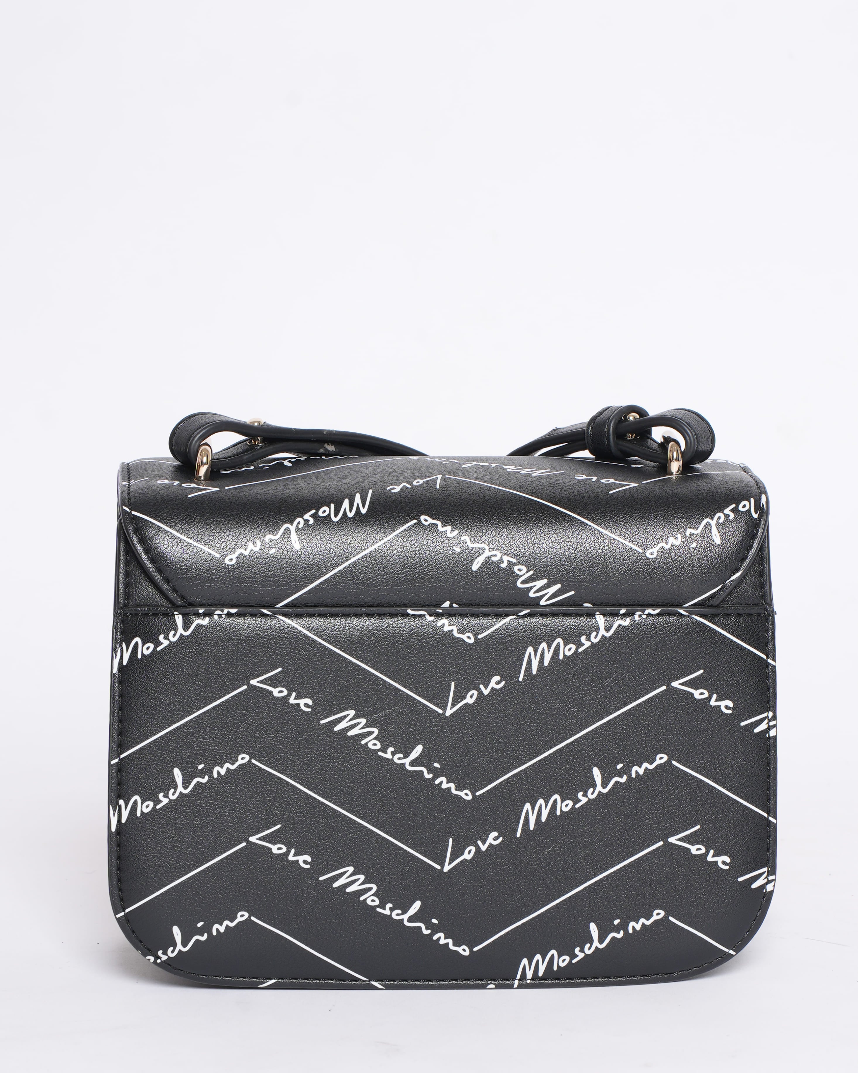 New Love Moschino Monogram Logo Crossbody Bag in Black