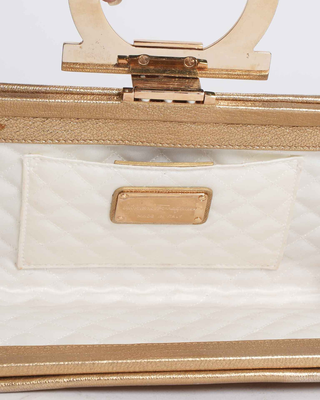 Salvatore Ferragamo Clutch In Gold Tone