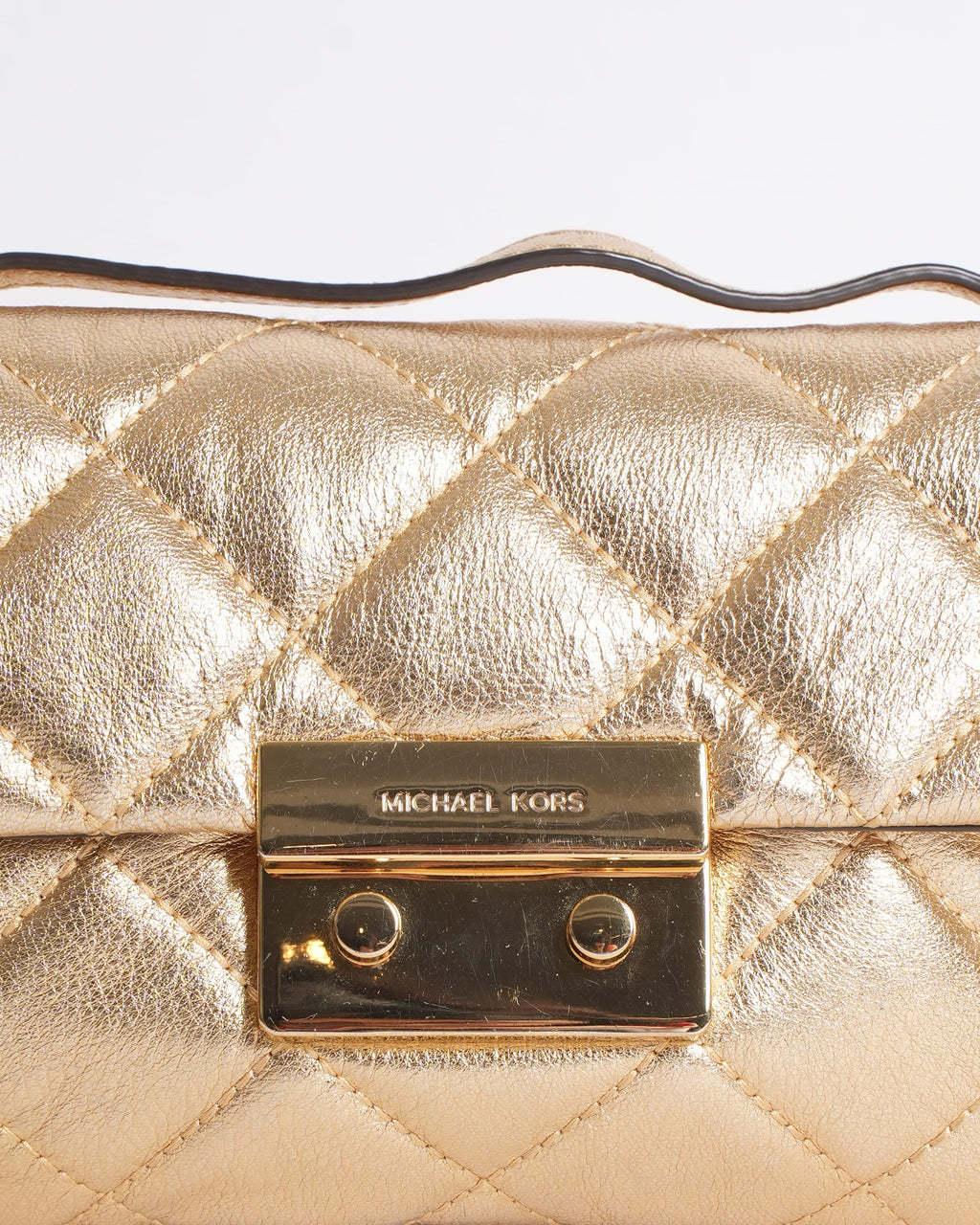 Michael Kors Quilted Crossbody In Gold Tone