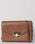Michael Kors Kinsley Brown Leather Carrall Turn Lock Hardwares Wallet