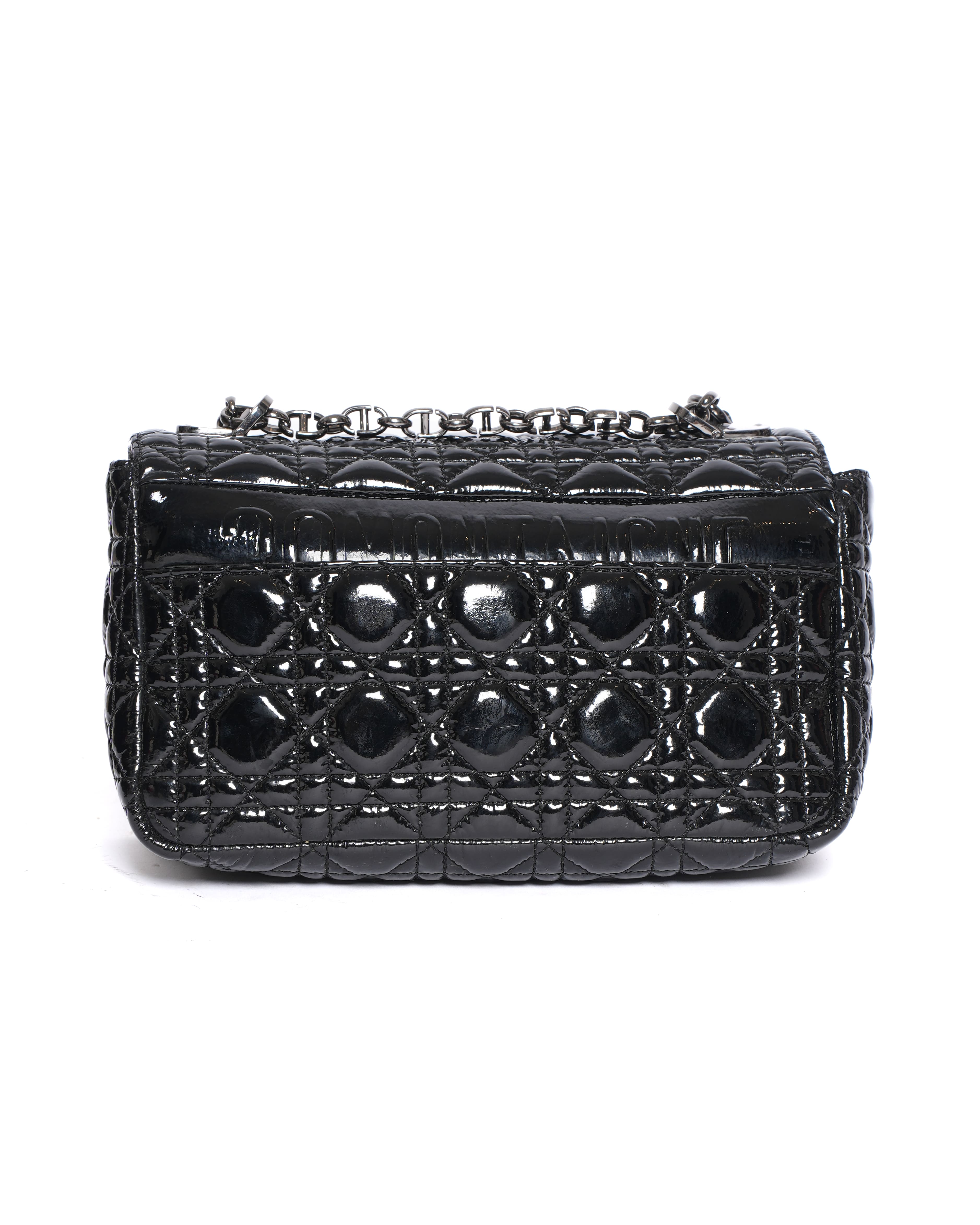 Christian Dior Medium Caro Bag in Black Patent Leather