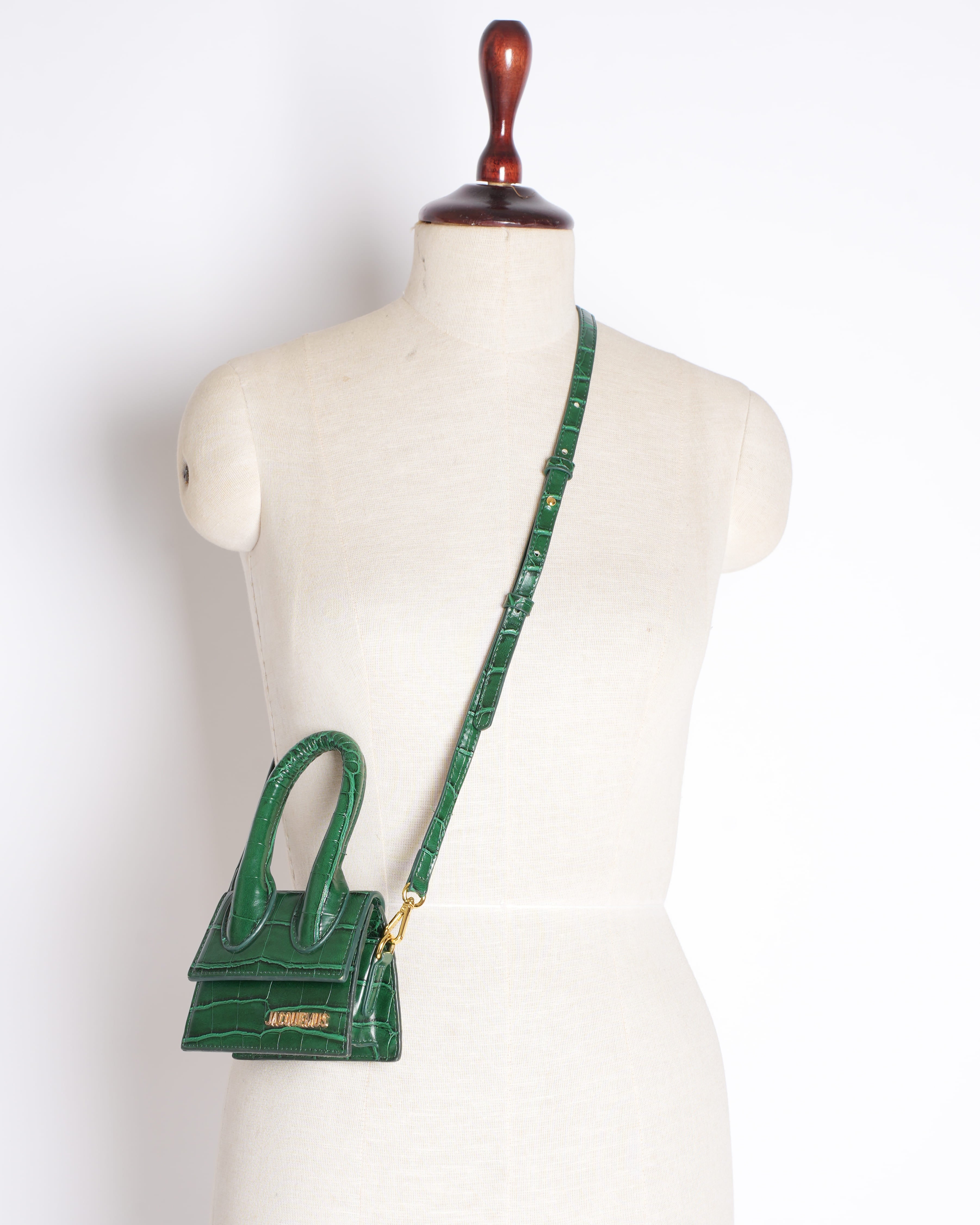 Jacquemus Crocodile Embossed Leather Mini Crossbody Bag
