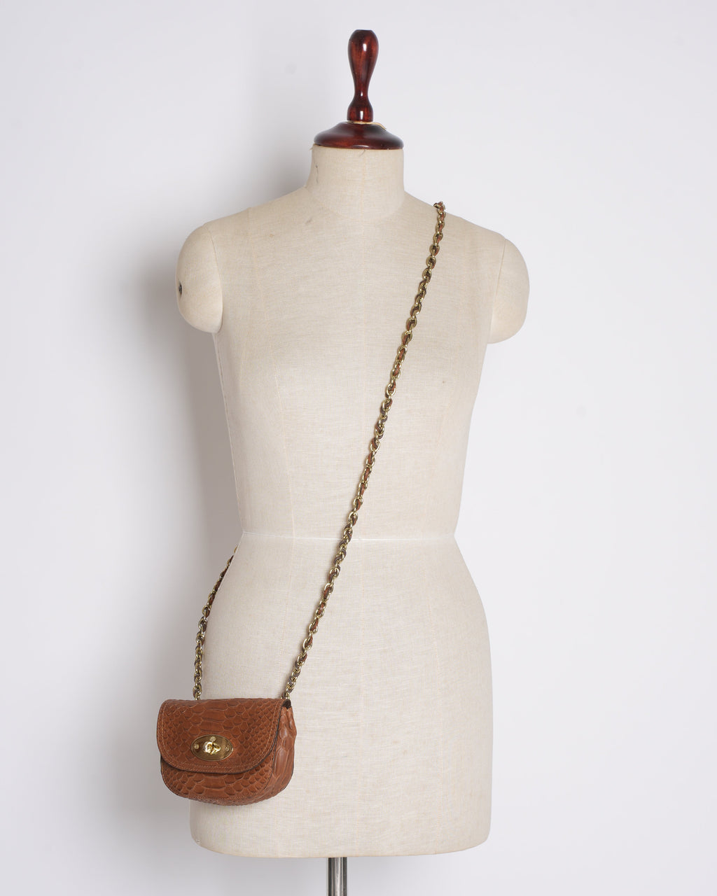 Mulberry Brown Python Embossed Leather Mini Lily Crossbody Bag