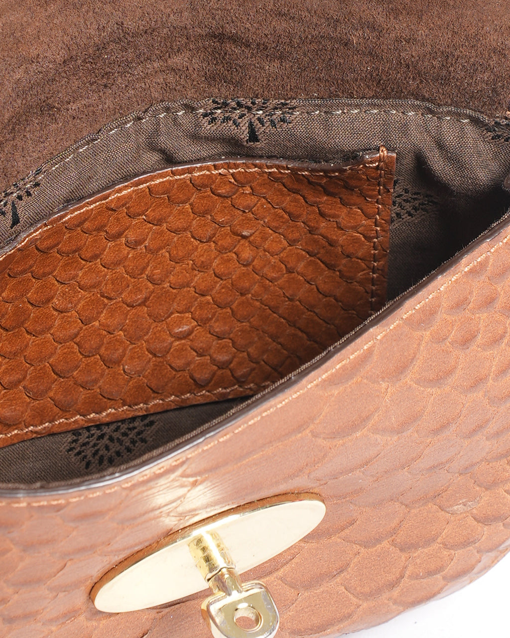 Mulberry Brown Python Embossed Leather Mini Lily Crossbody Bag
