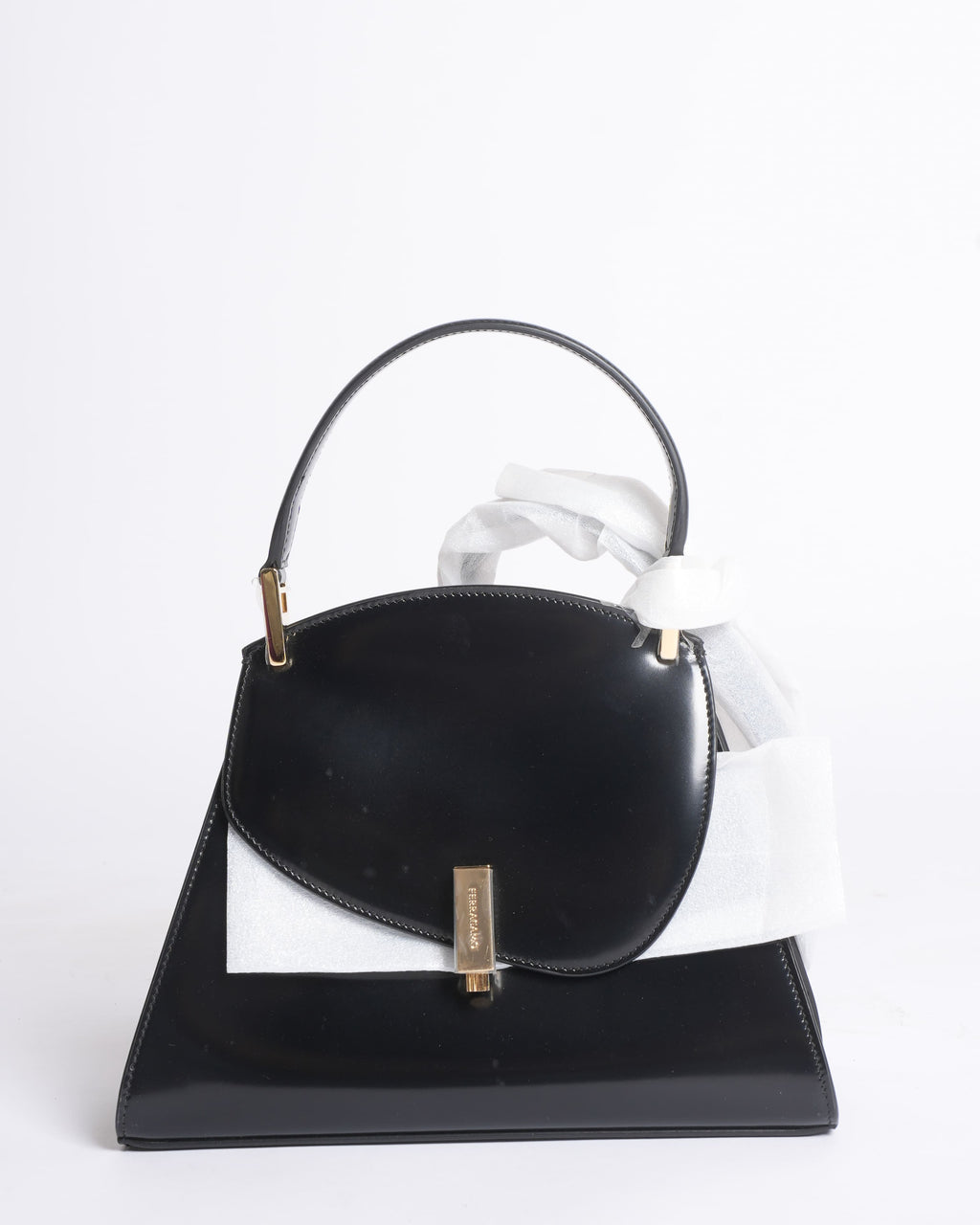 New Salvatore Ferragamo Geometric Small Top Handle Bag with Crossbody Strap