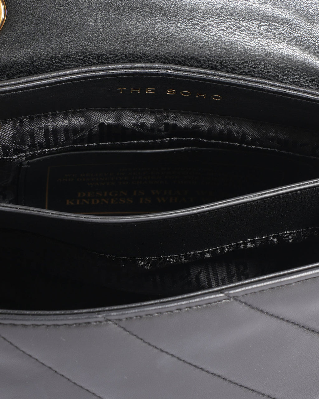 KURT GEIGER London KENSINGTON Large Soho  Quilted Leather Black Handbag