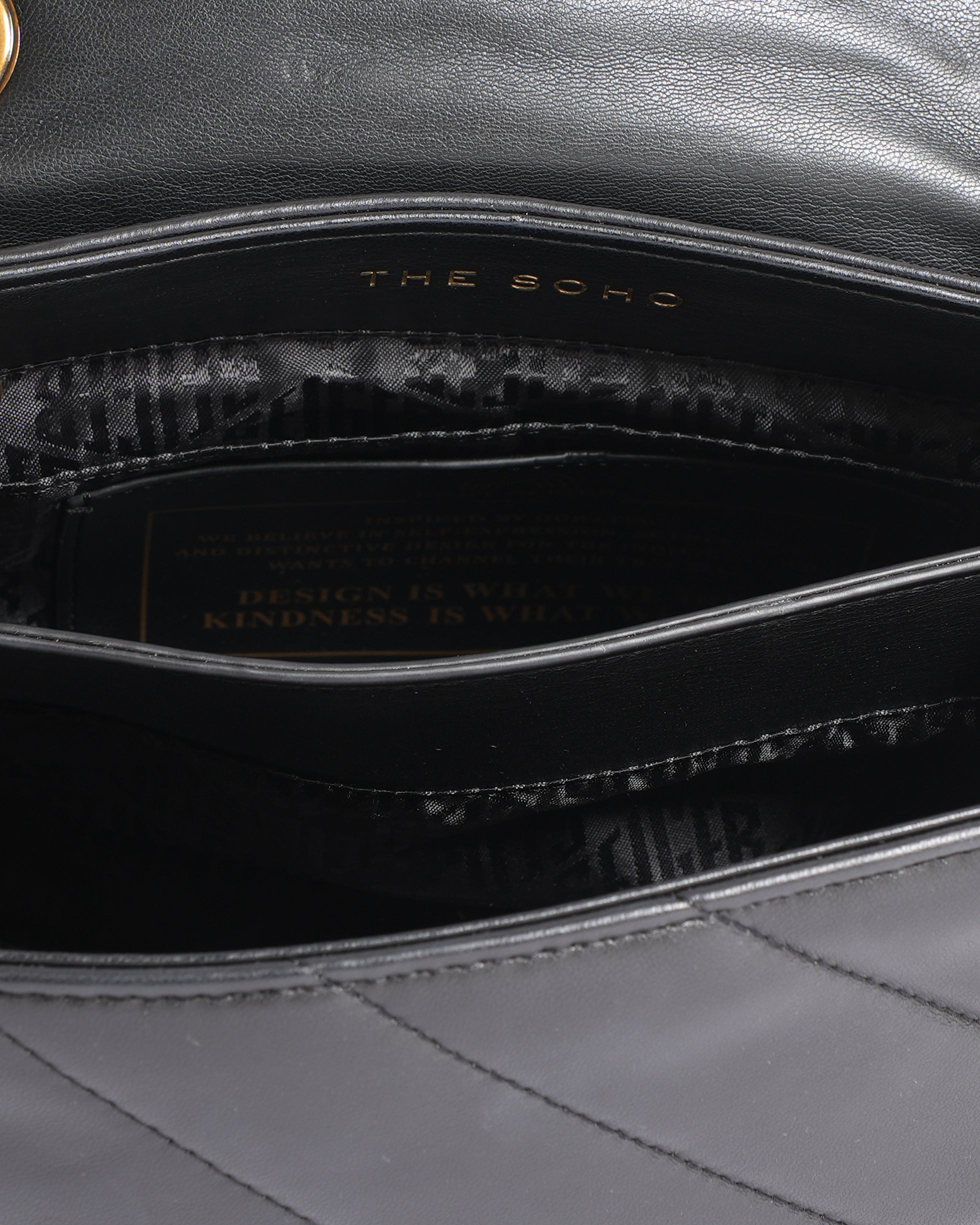 KURT GEIGER London KENSINGTON Large Soho  Quilted Leather Black Handbag