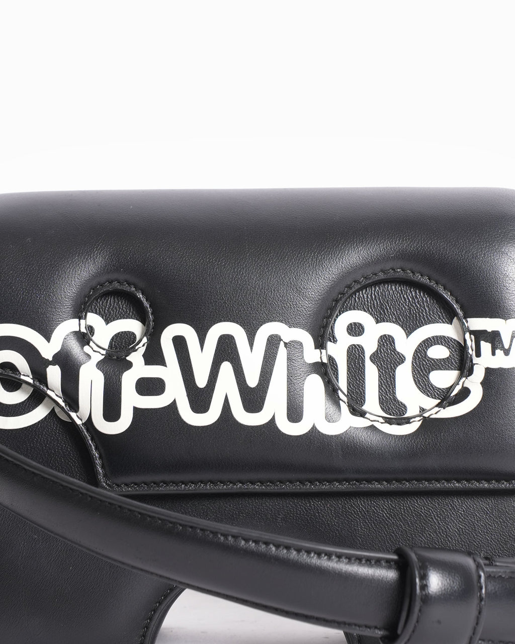 Off-White Leather Logo Burrow Leather Bag Black White